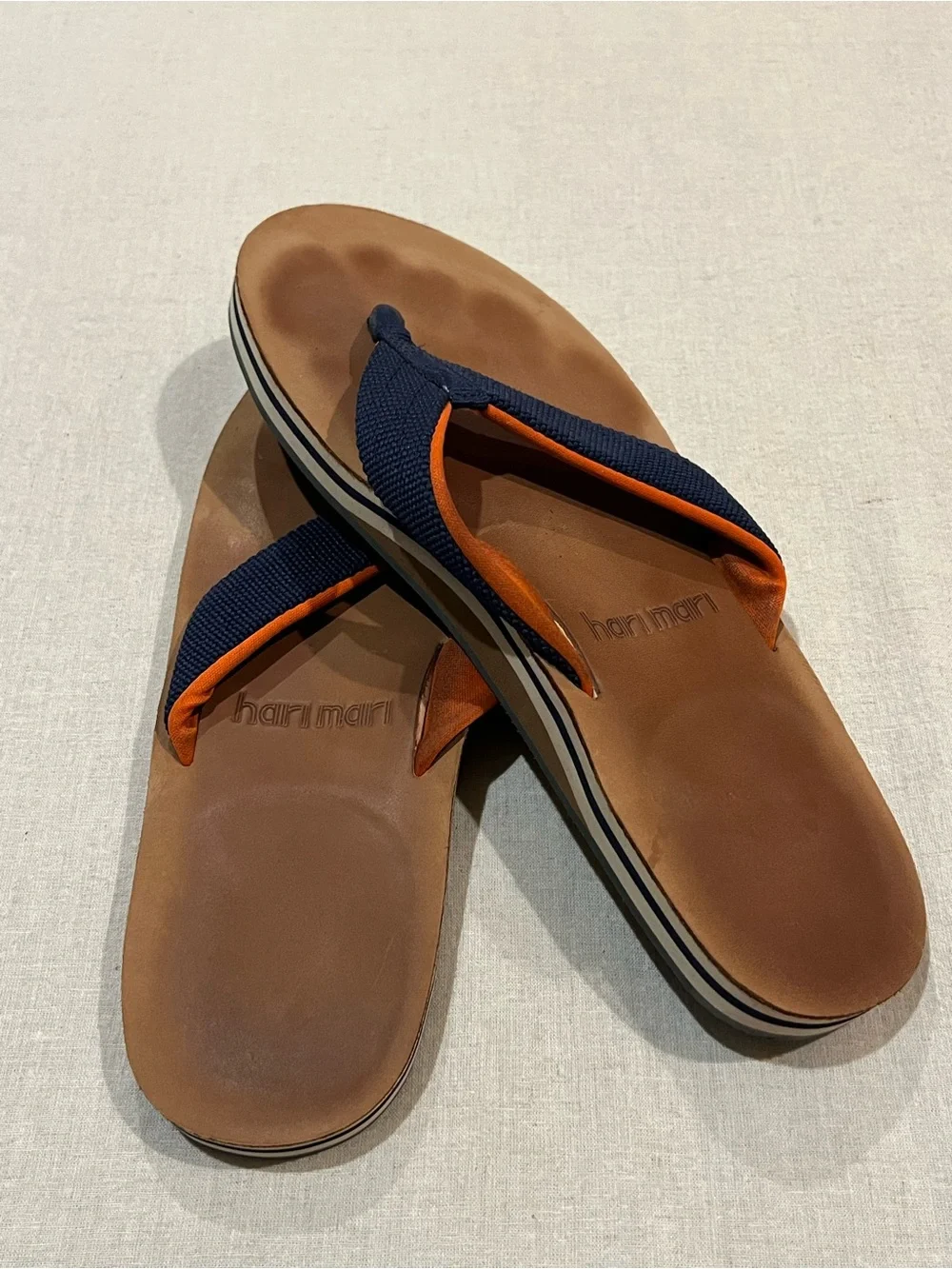 Hari Mari Scouts Nubuck Leather Flip Flops With Nylon Webbing Strap Men’s 13/14